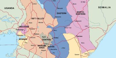 แผนที่ของการเมืองบนแผนที่ของเคนยา name